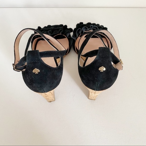 Kate Spade Dawson Black Wedge Sandals - 6 - Picture 8 of 13